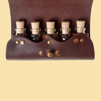 Preview: Tranktasche - Knopf-Verschluss - schwarz - 5 Flaschen